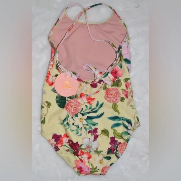 PQ Swim Floral Cut Out One Piece Swimsuit size 6 NWT $80